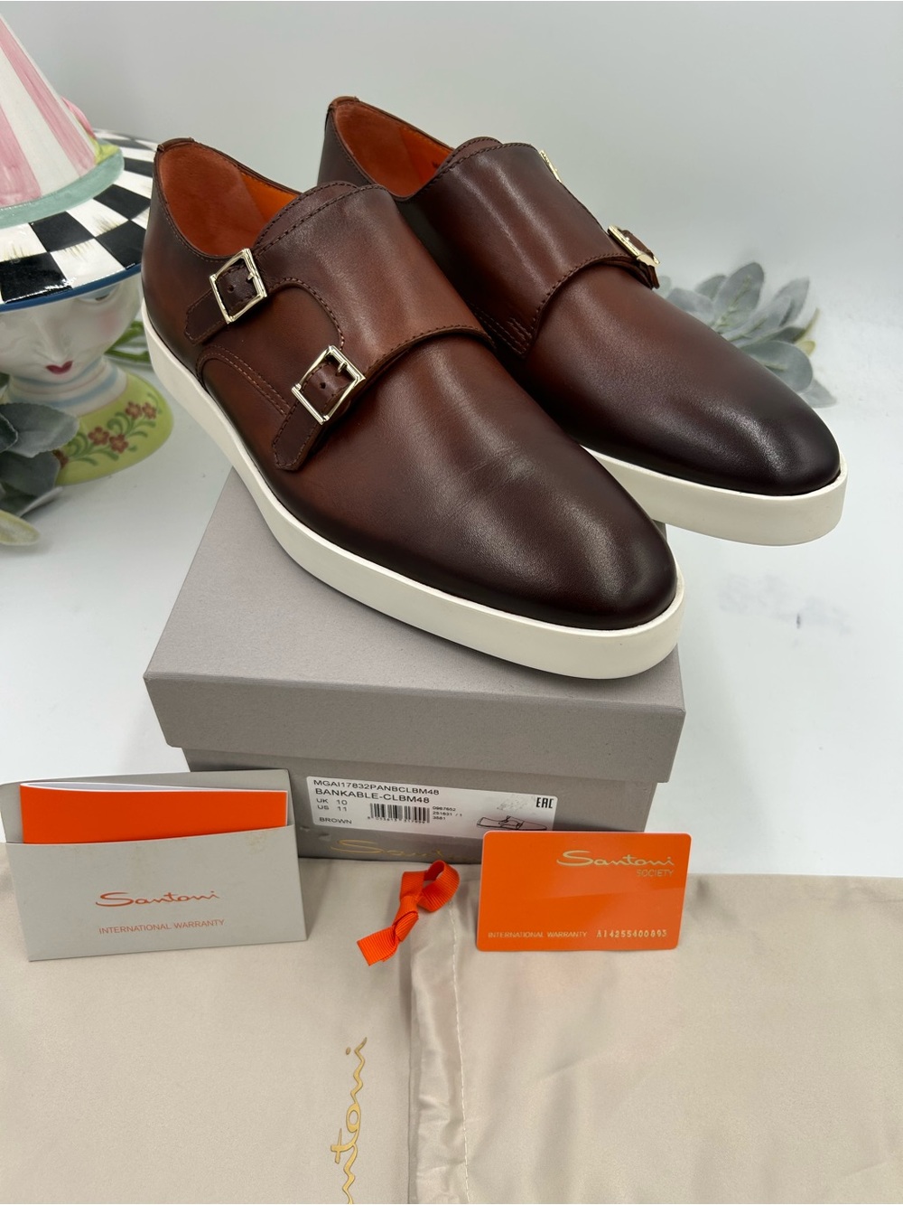 Men's Santoni bankable double Monk strap sneakers size 11 made in Italy